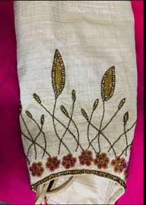 VERSATILE CREAM GOLD HAND WORK BLOUSE
