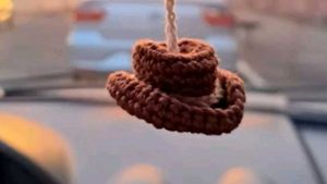 crochet cowboy hat key chain