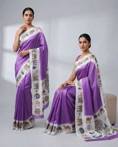 New Radha Rani Elegant Purple Elephant Print Saree