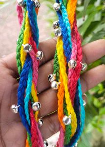 Rainbow Braided Anklet with Bells
