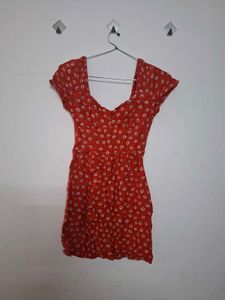 Red Floral Print Mini Dress