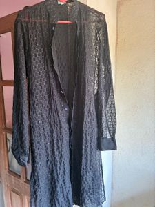Black Sequin georgette Kurta with dupatta