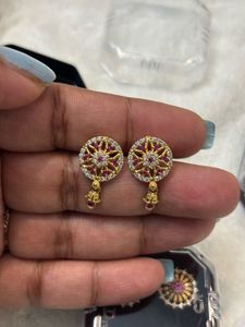 Elegant Stud Earrings with Ruby and Diamonds