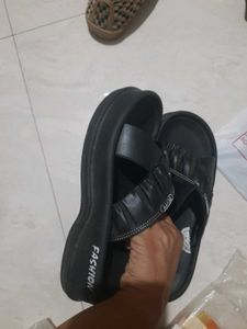 Unused Black Platform Slide Sandals