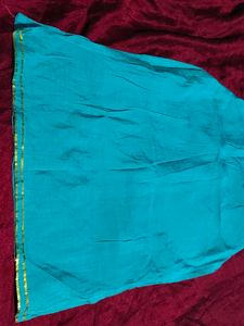 Blue Kurta with Embellished Neckline