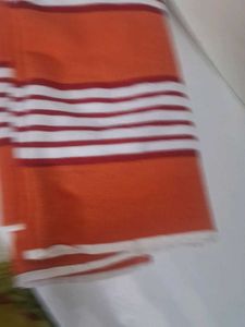 Orange and White Striped Folded Fabric