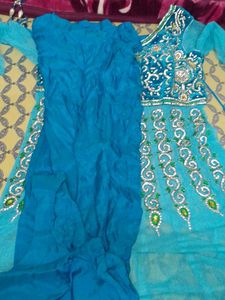 Teal Embellished Salwar Kameez