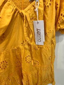 Orange Eyelet Tiered Mini Dress- similar to zara
