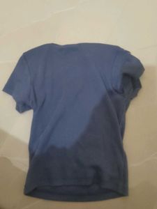 Blue Cut-out Crop Top