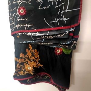 Modern Black Floral Embroidered Saree