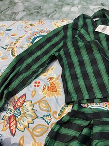 Plaid Blazer and Skirt Set