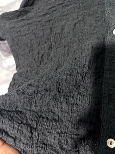 Crushed Black Button-Up  short shirt