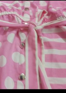 8-10 year Pink Polka Dot &amp; Stripe Dress