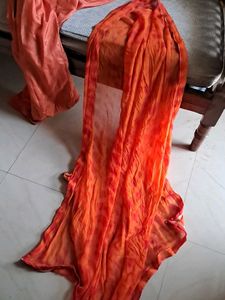 Silky Orange vibrant Patiala Salwar