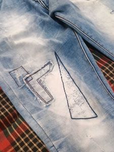 Blue Slim Fit distressed jeans