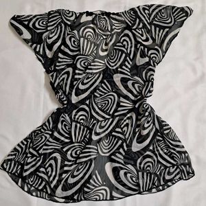 Y2k Vintage Sheer Black &amp; White Shrug Top