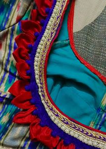 Golden💙Blue 💙Brasso Saree