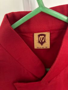 Manyavar Red Nehru Jacket with Gold Buttons