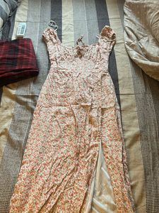 Floral Print Maxi Dress with Slit