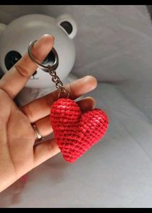 Crocheted Heart Keychains (Set of 2)