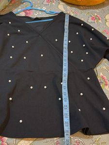 Black Pearl Embellished Wrap Top