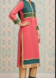 Beautiful Pink Kurti with Teal Embellishment