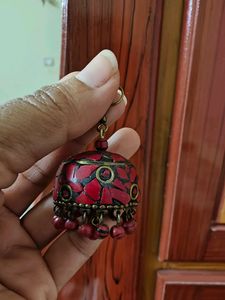 Red Jhumka Earrings