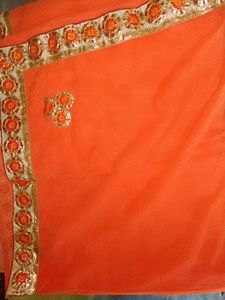 Beautiful Orange Embroidered Saree