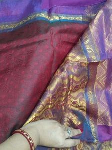 Kanjeevaram pure Maroon &amp; Purple Silk Saree
