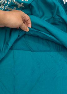 Teal Velvet Mirror Work Suit