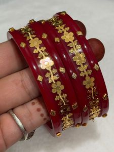Traditional Red &amp; Gold Bangles