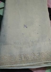 🔥hand work silver saree 💕