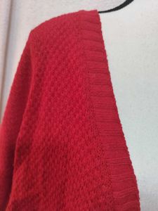 Red Button-Down Cardigan
