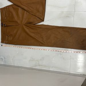 Tan Brown Faux-Leather Pants