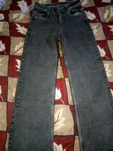 Stylish Grey Wash Wide Leg Jeans