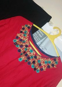 Red Embroidered Kurta and palazzo