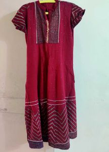 Maroon Ethnic Kurta with Golden Print