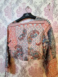Boho Print Cropped Blouse