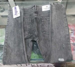 Distressed Gray Jeans