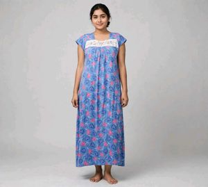 Blue Floral Print Nightgown