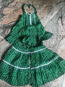 Green Bandhani Kurta Set with Sharara