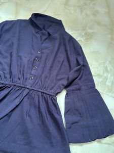 Elegant Navy Flare Sleeve Top