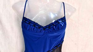 y2k blue corset type frock
