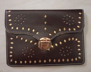 Brown bag purse chain shoulder crossbody butterfly