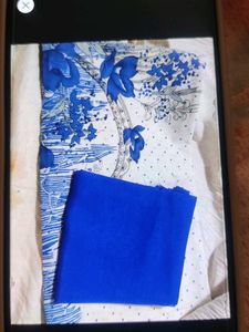 Blue Floral Print Dress Material
