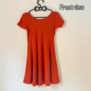 Orange Fit and Flare Dress