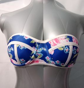 (700)Floral Bandeau Bikini Top