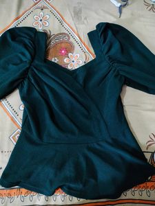 Teel Green Peplum Top