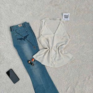 ZARA Elegant White Ruffle Top