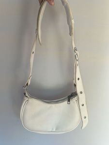 White Shoulder Bag with Rivets